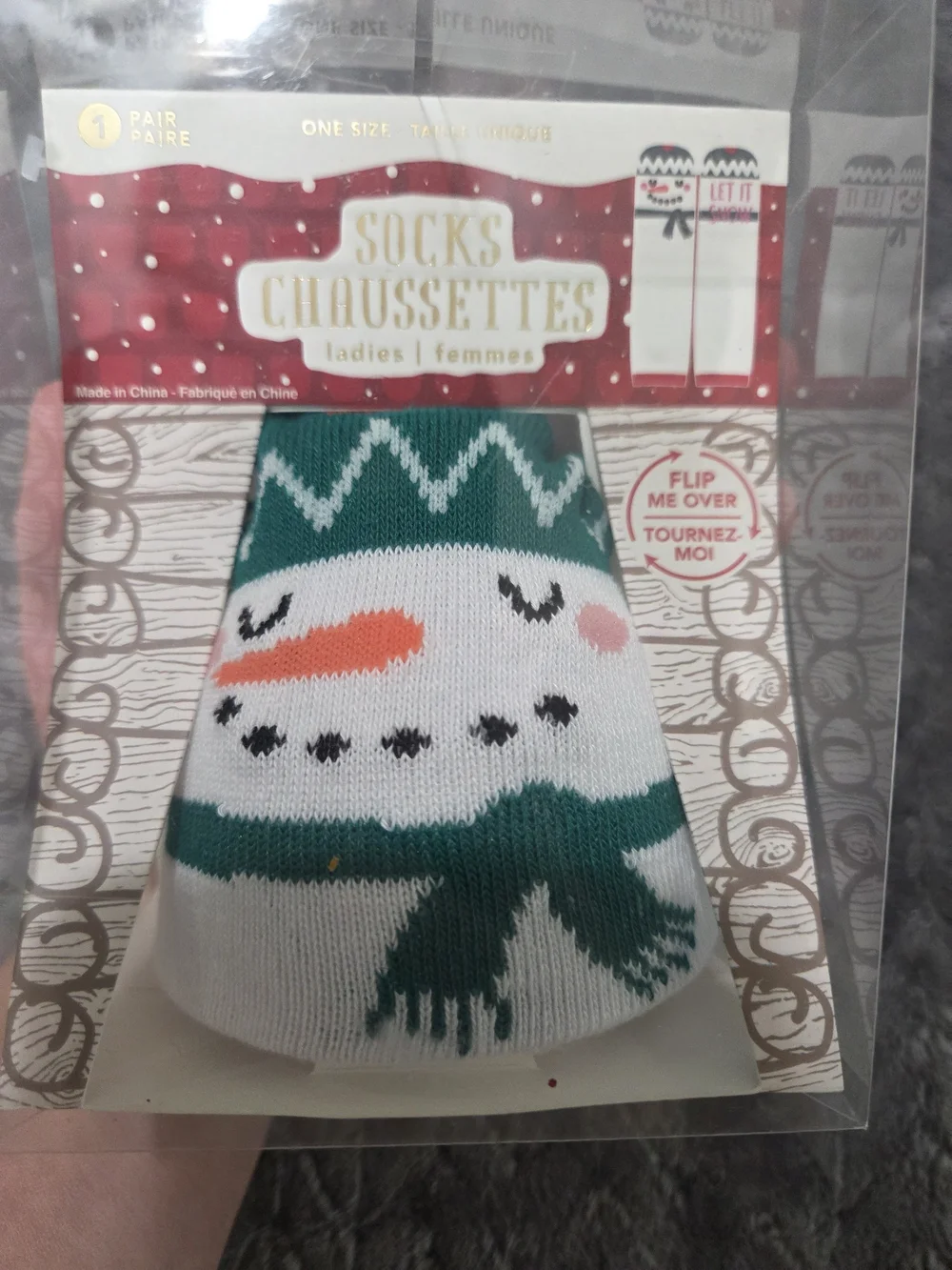 Our Place 'Let It Snow' Beanie Socks in Green, White & Pink